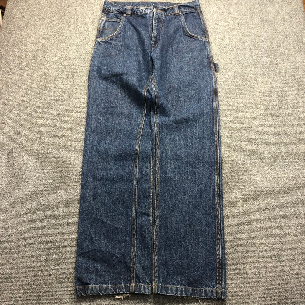 Vintage Carpenter Jeans Dark Wash Denim Wide Leg Utility Workwear Pants Mens